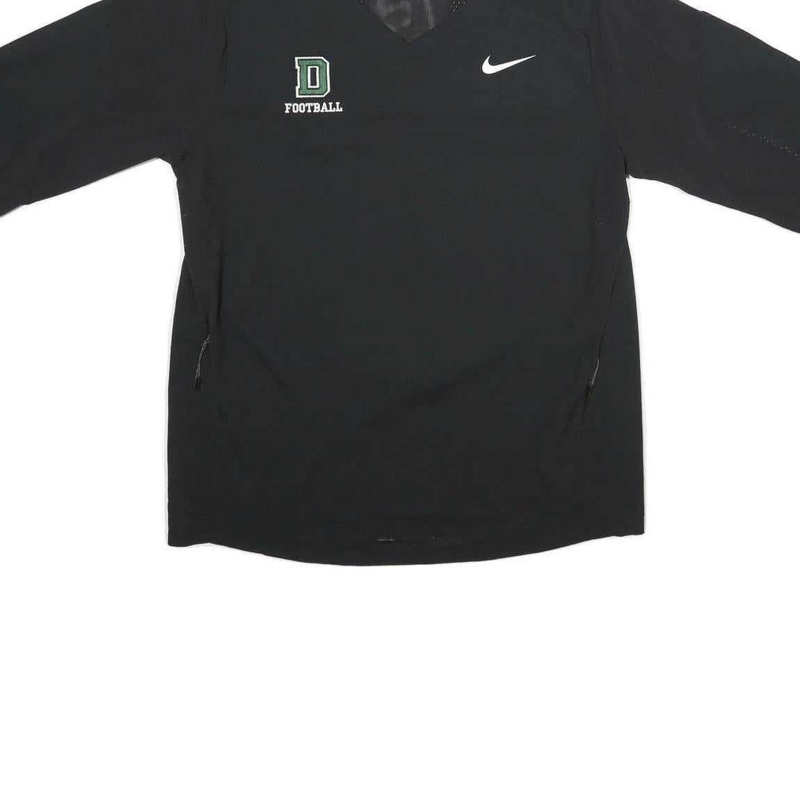 NIKE Mens Black Football V-Neck L Polyester Sweatshirt Short Sleeve Sportswear