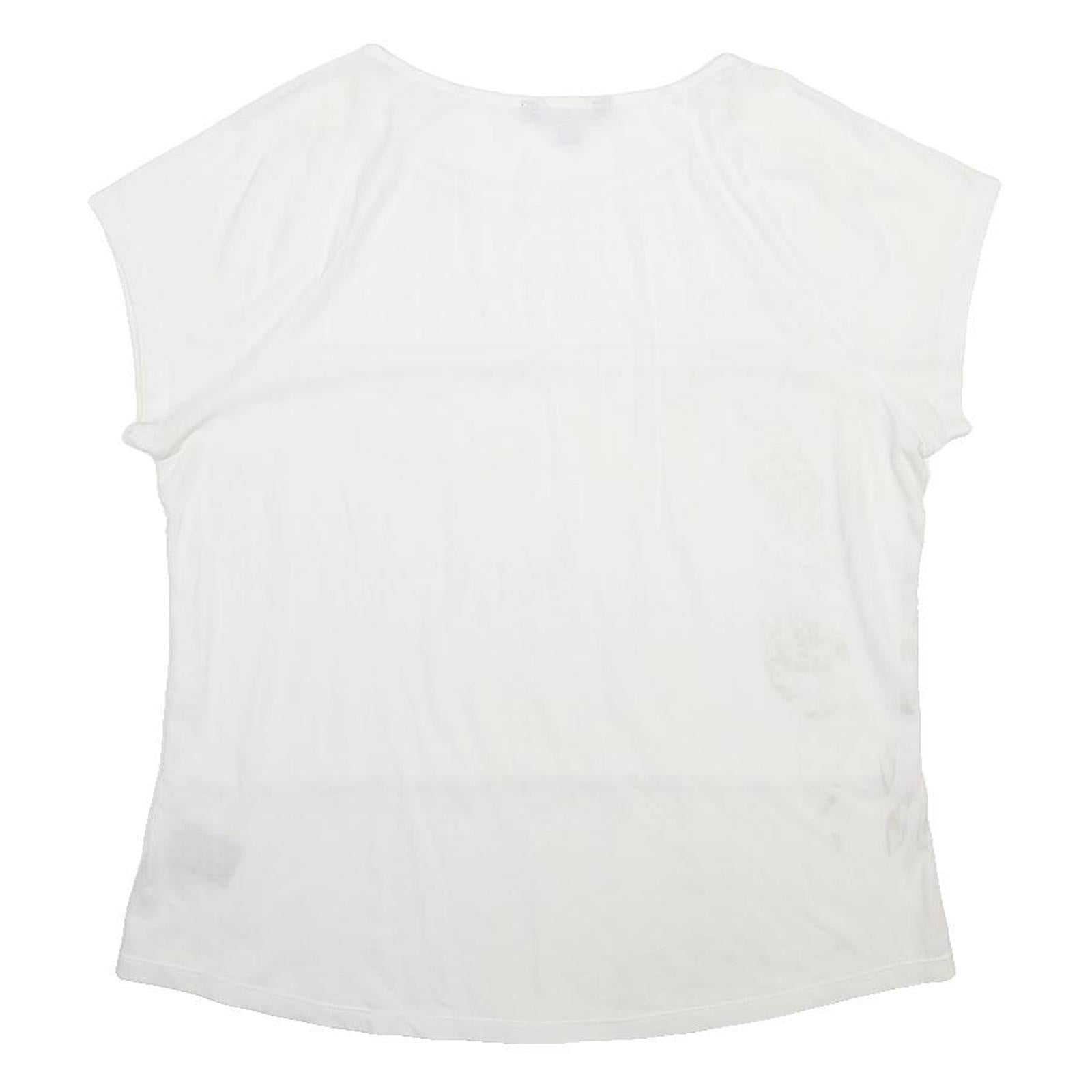 LAUREN RALPH LAUREN Womens White Cotton Eyelet Top Short Sleeve Round Neck XL