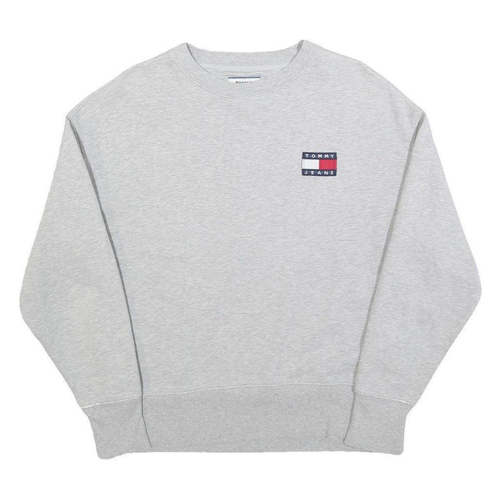 TOMMY HILFIGER Mens Grey Crew Neck S Cotton Pullover Sweatshirt Logo