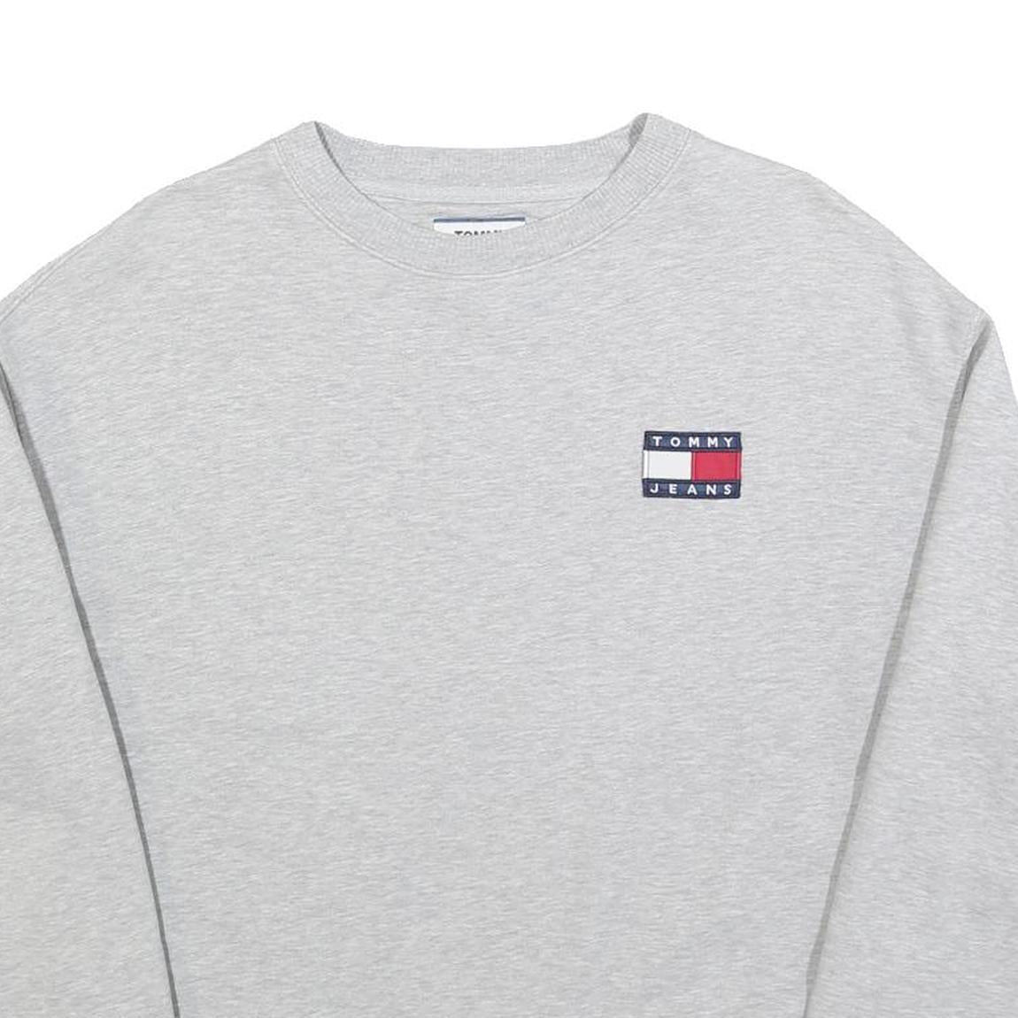 TOMMY HILFIGER Mens Grey Crew Neck S Cotton Pullover Sweatshirt Logo