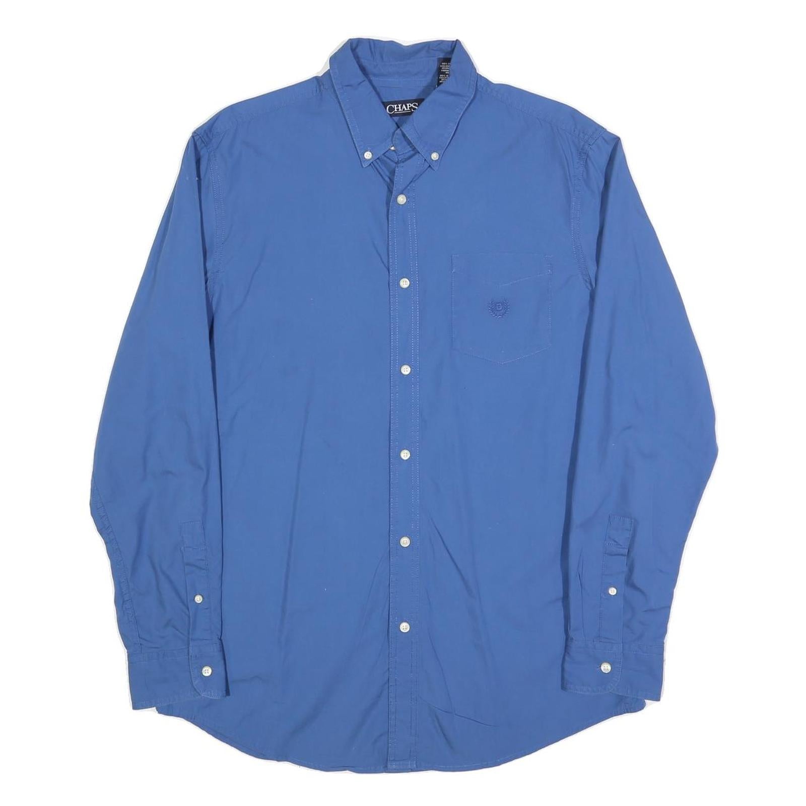 CHAPS Mens Blue Cotton Shirt M Button-Down Collar Long Sleeve Classic Fit