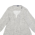 JOULES Womens White & Black Printed Blouse Long Sleeve Round Neck UK 6 Casual