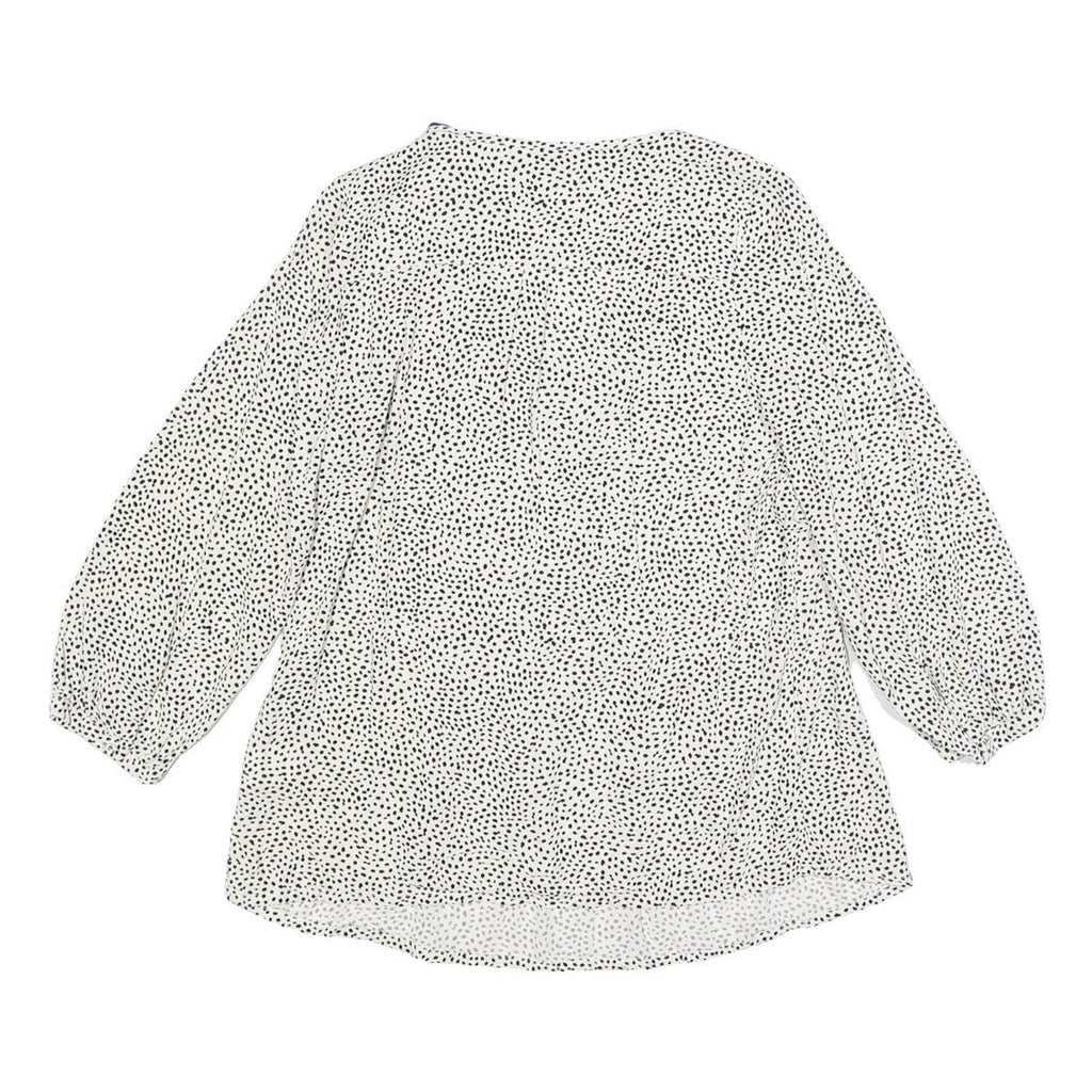 JOULES Womens White & Black Printed Blouse Long Sleeve Round Neck UK 6 Casual