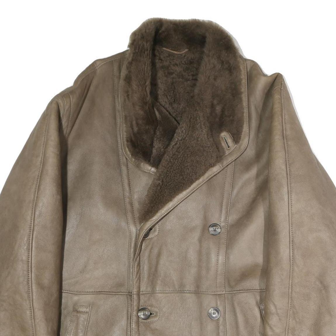 Mens Beige Faux Shearling Button Jacket XL Classic Outerwear Warm Winter Coat