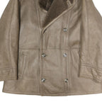 Mens Beige Faux Shearling Button Jacket XL Classic Outerwear Warm Winter Coat