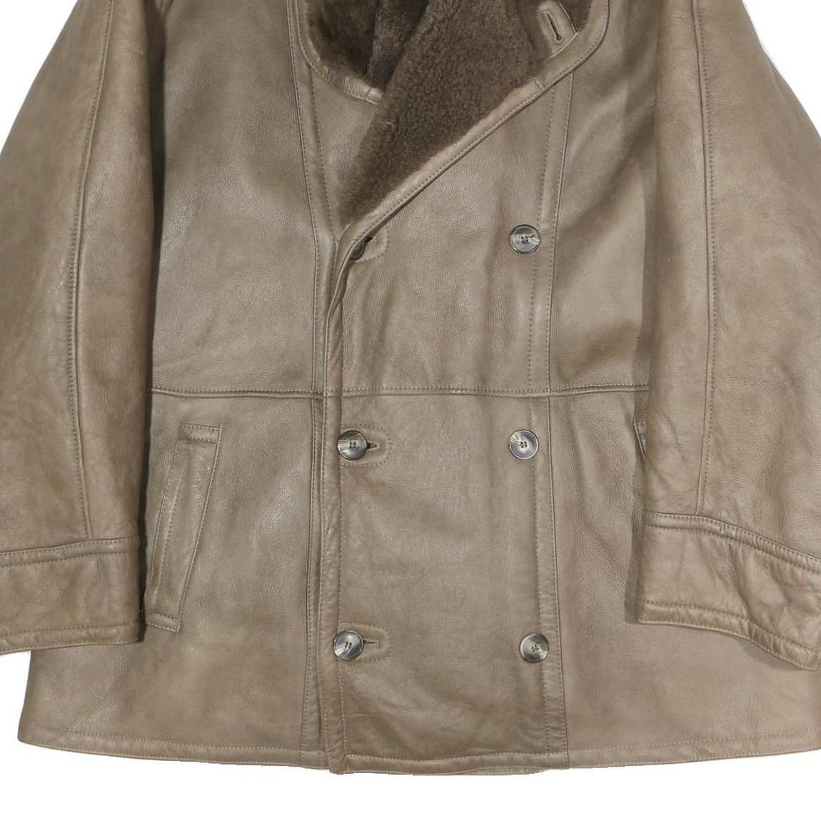 Mens Beige Faux Shearling Button Jacket XL Classic Outerwear Warm Winter Coat