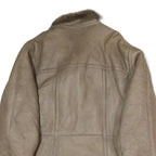 Mens Beige Faux Shearling Button Jacket XL Classic Outerwear Warm Winter Coat