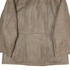 Mens Beige Faux Shearling Button Jacket XL Classic Outerwear Warm Winter Coat