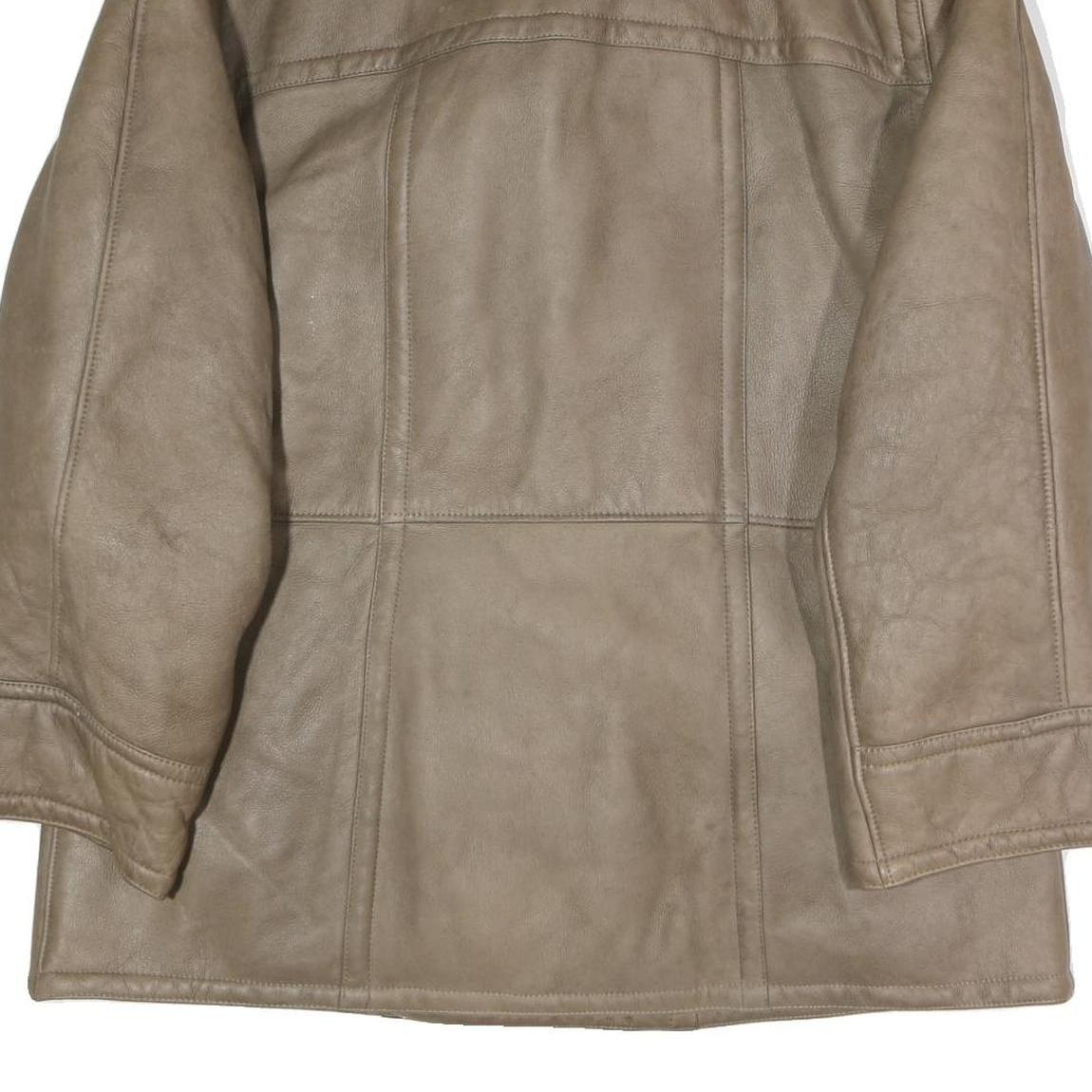 Mens Beige Faux Shearling Button Jacket XL Classic Outerwear Warm Winter Coat