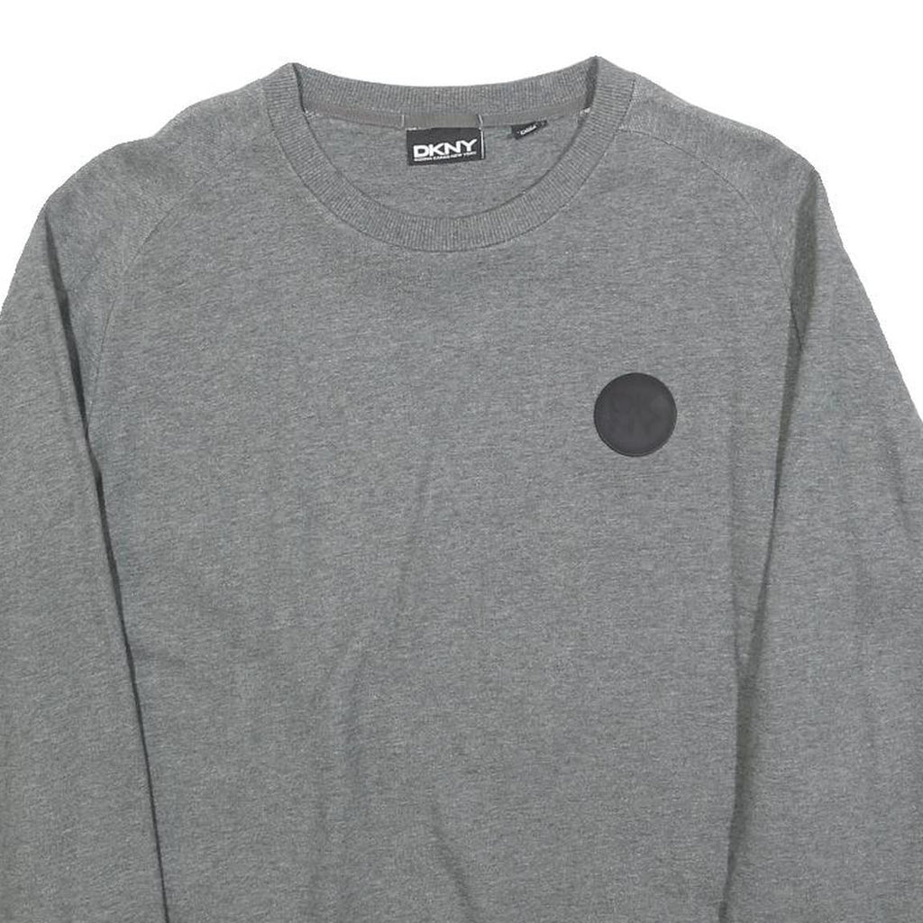 DKNY Mens Grey Cotton Blend Crew Neck Sweatshirt L Casual Pullover