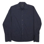 JAEGER Mens Blue & White Pinstripe Shirt XL Classic Button Formal Cotton