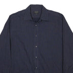 JAEGER Mens Blue & White Pinstripe Shirt XL Classic Button Formal Cotton