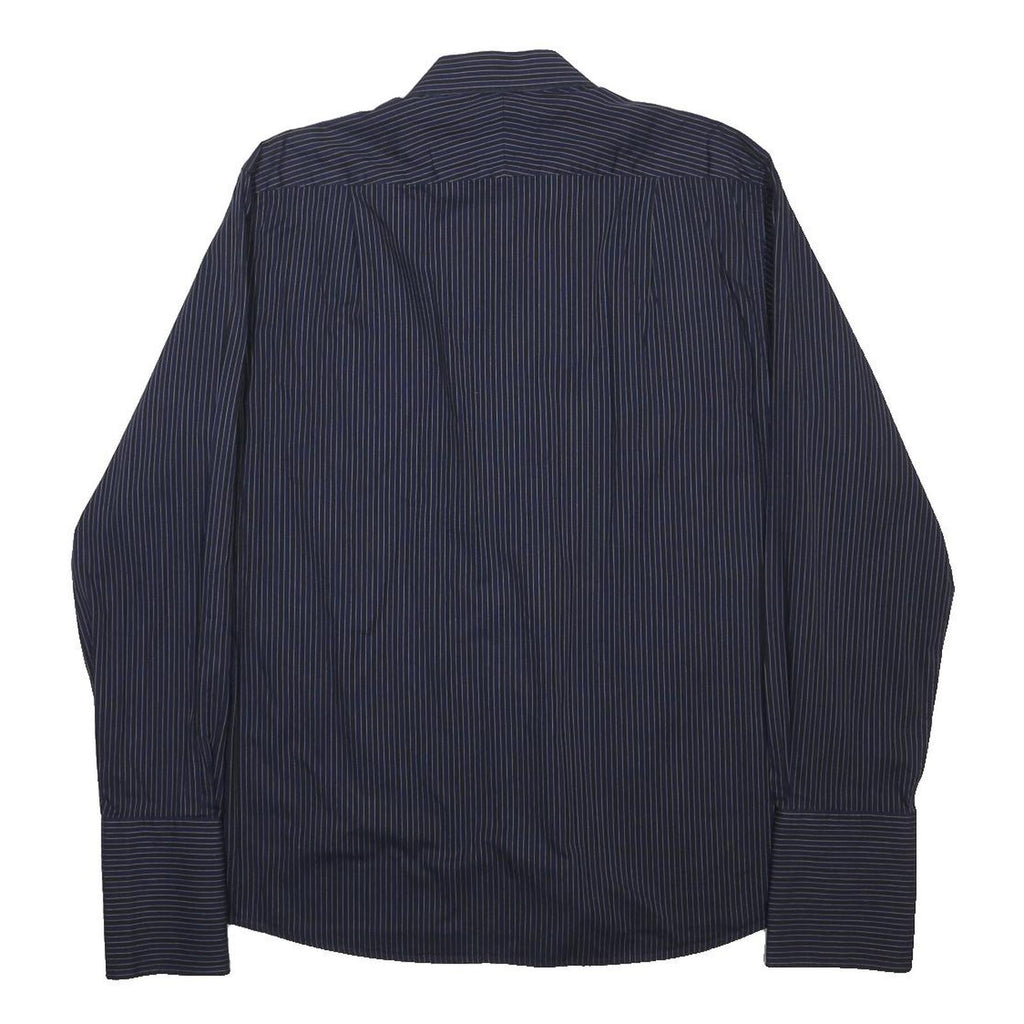 JAEGER Mens Blue & White Pinstripe Shirt XL Classic Button Formal Cotton