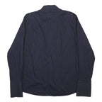 JAEGER Mens Blue & White Pinstripe Shirt XL Classic Button Formal Cotton