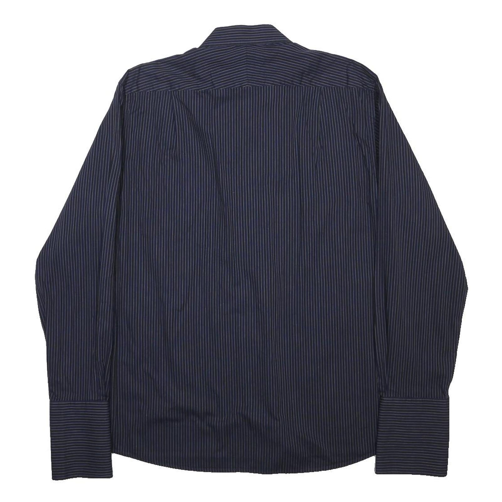 JAEGER Mens Blue & White Pinstripe Shirt XL Classic Button Formal Cotton