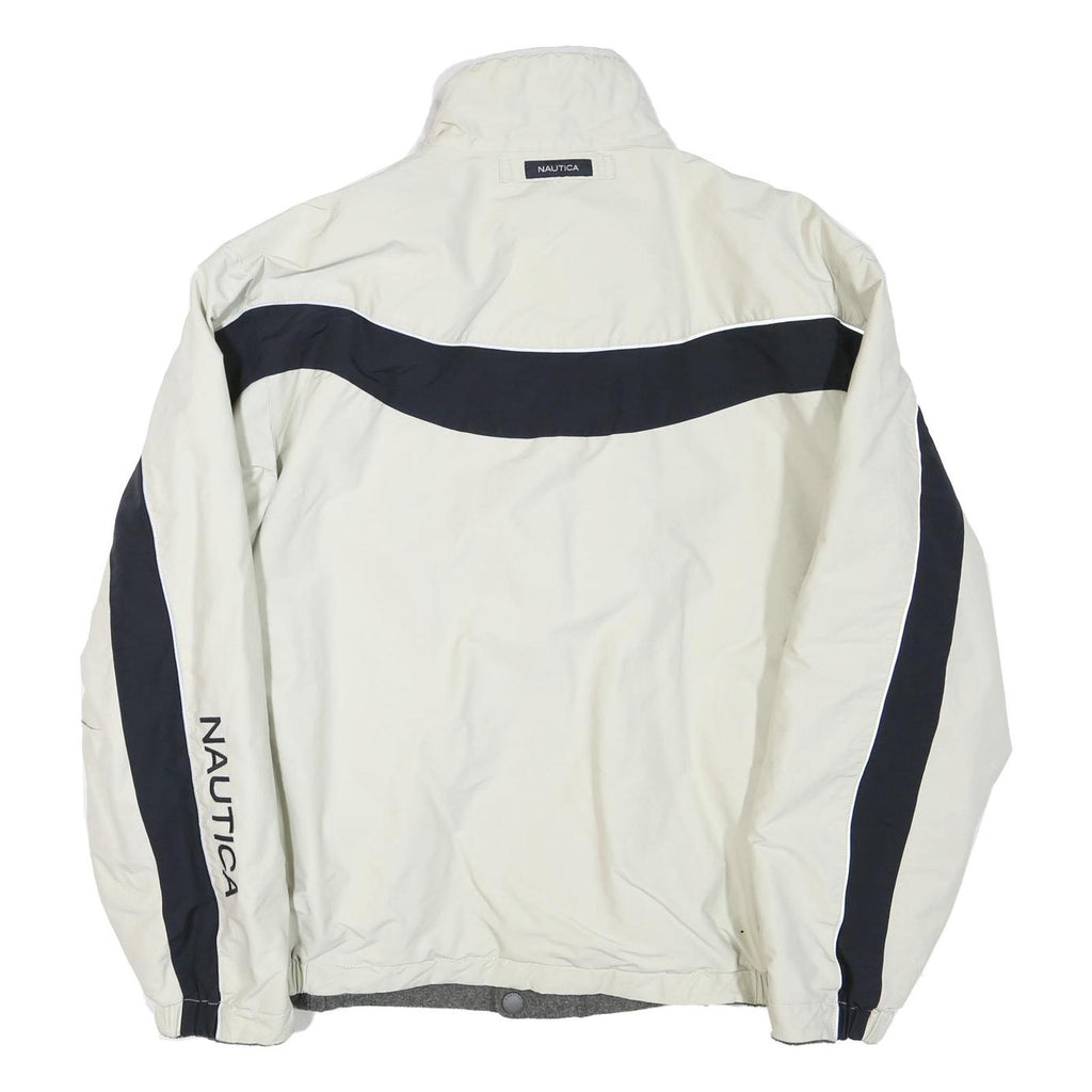 NAUTICA Mens White & Navy Lightweight Zip Jacket L Polyester Blend Plain