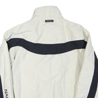 NAUTICA Mens White & Navy Lightweight Zip Jacket L Polyester Blend Plain