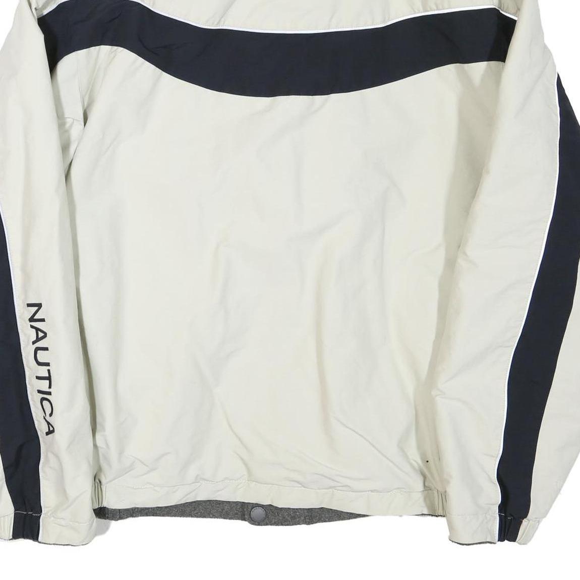 NAUTICA Mens White & Navy Lightweight Zip Jacket L Polyester Blend Plain