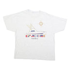 HANES Womens White Yacht Graphic T-Shirt XL Short Sleeve Crew Neck Casual Cotton