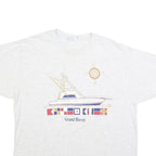 HANES Womens White Yacht Graphic T-Shirt XL Short Sleeve Crew Neck Casual Cotton