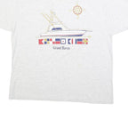 HANES Womens White Yacht Graphic T-Shirt XL Short Sleeve Crew Neck Casual Cotton