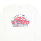GILDAN Mens White Creekside Wildcats Basketball Long Sleeve Crew Neck Cotton
