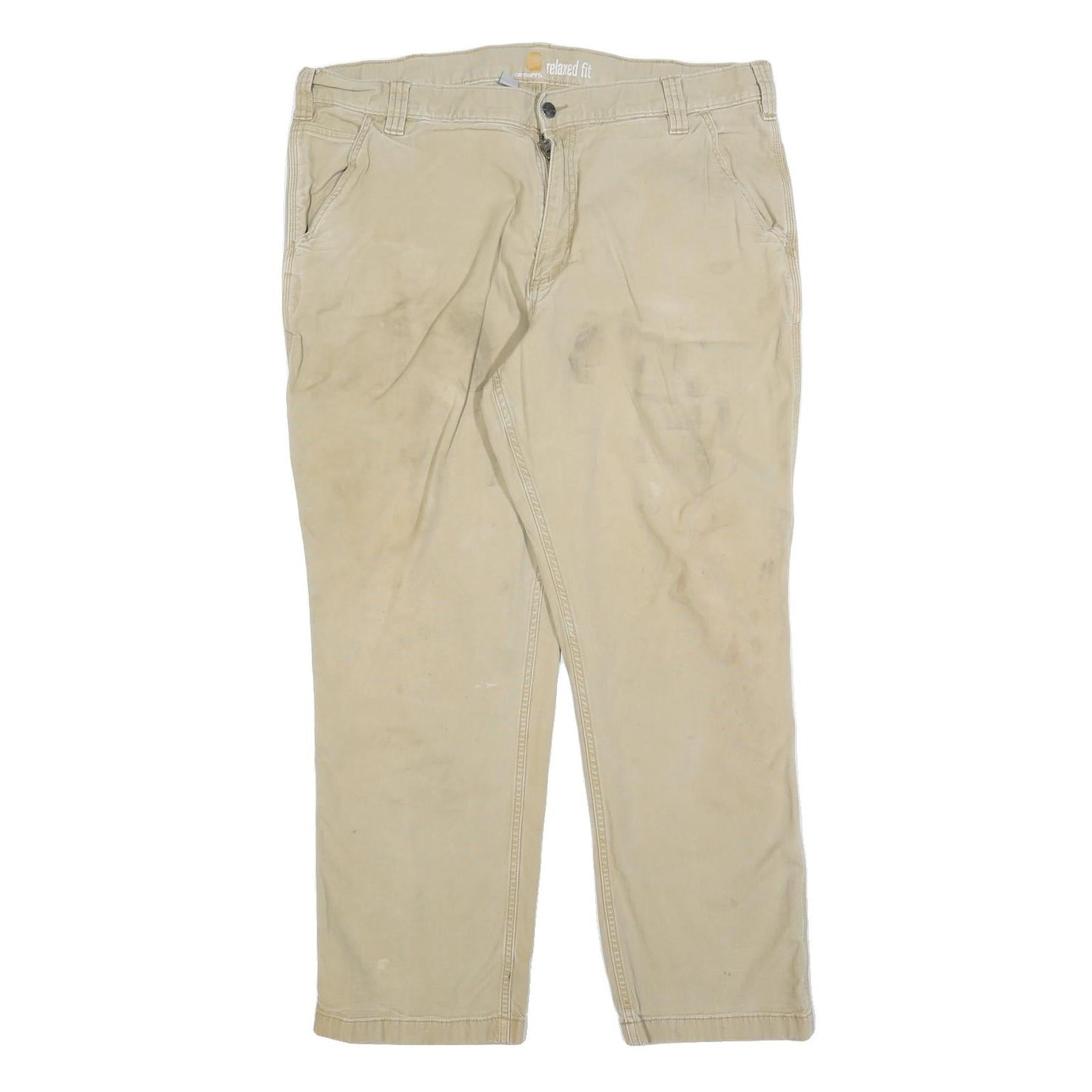 CARHARTT Mens Relaxed Fit Beige Cotton Blend Workwear Trousers W40 L30