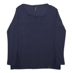 WOOLRICH Womens Navy Blue Top Long Sleeve Round Neck Plain M Casual