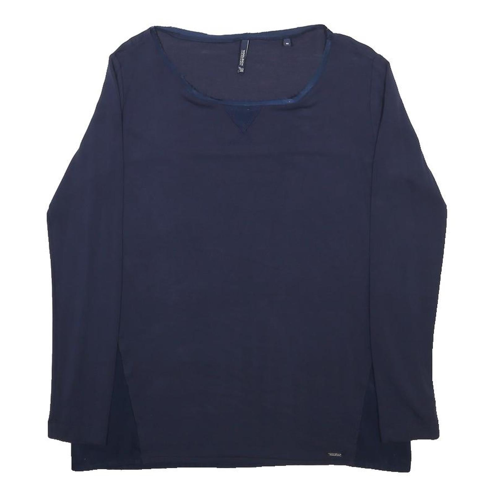 WOOLRICH Womens Navy Blue Top Long Sleeve Round Neck Plain M Casual