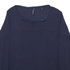 WOOLRICH Womens Navy Blue Top Long Sleeve Round Neck Plain M Casual
