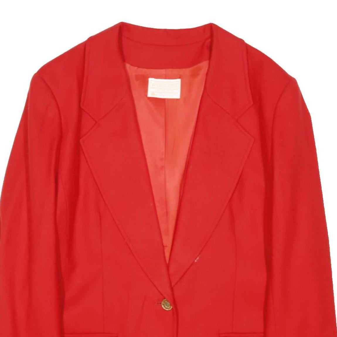 PENDLETON Womens Red Wool Blazer Jacket L Classic Tailored Button Closure