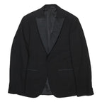 MOSS Mens Black Jacket S Polyester Blend Plain Button Closure Slim Fit