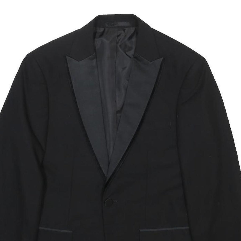 MOSS Mens Black Jacket S Polyester Blend Plain Button Closure Slim Fit