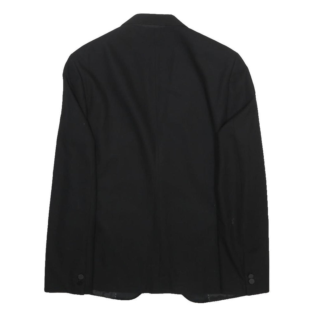 MOSS Mens Black Jacket S Polyester Blend Plain Button Closure Slim Fit