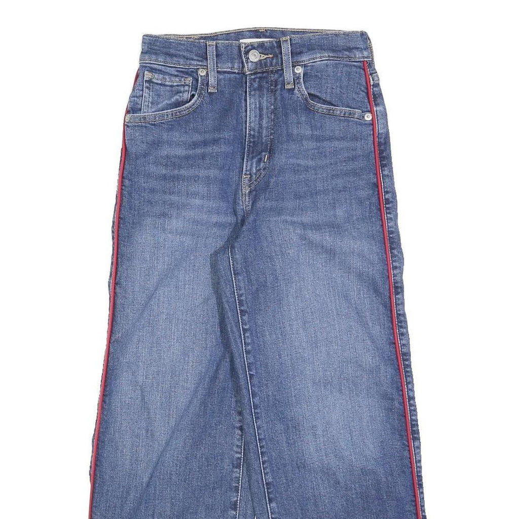 LEVI'S Womens Blue Regular Wide-Leg Denim Cotton Blend W24 L25 Side Stripe Zip