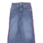 LEVI'S Womens Blue Regular Wide-Leg Denim Cotton Blend W24 L25 Side Stripe Zip