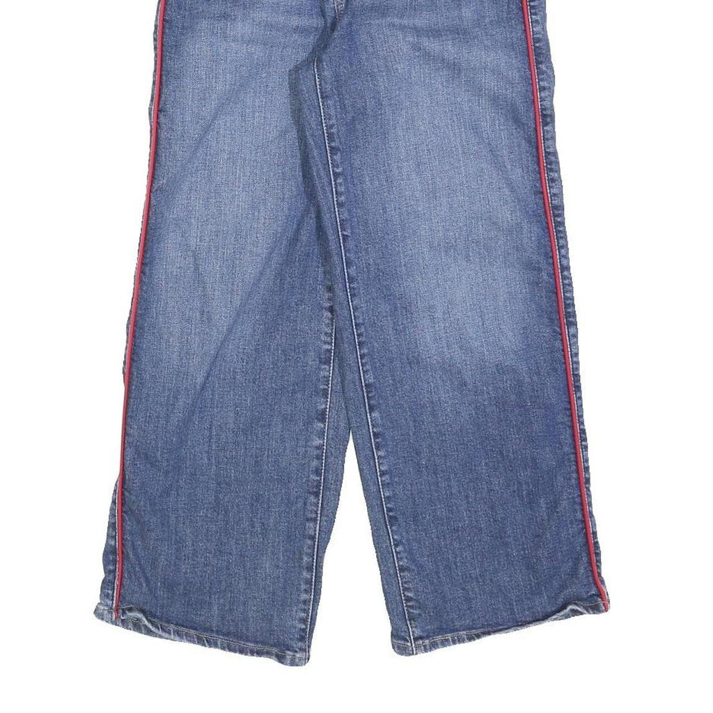 LEVI'S Womens Blue Regular Wide-Leg Denim Cotton Blend W24 L25 Side Stripe Zip