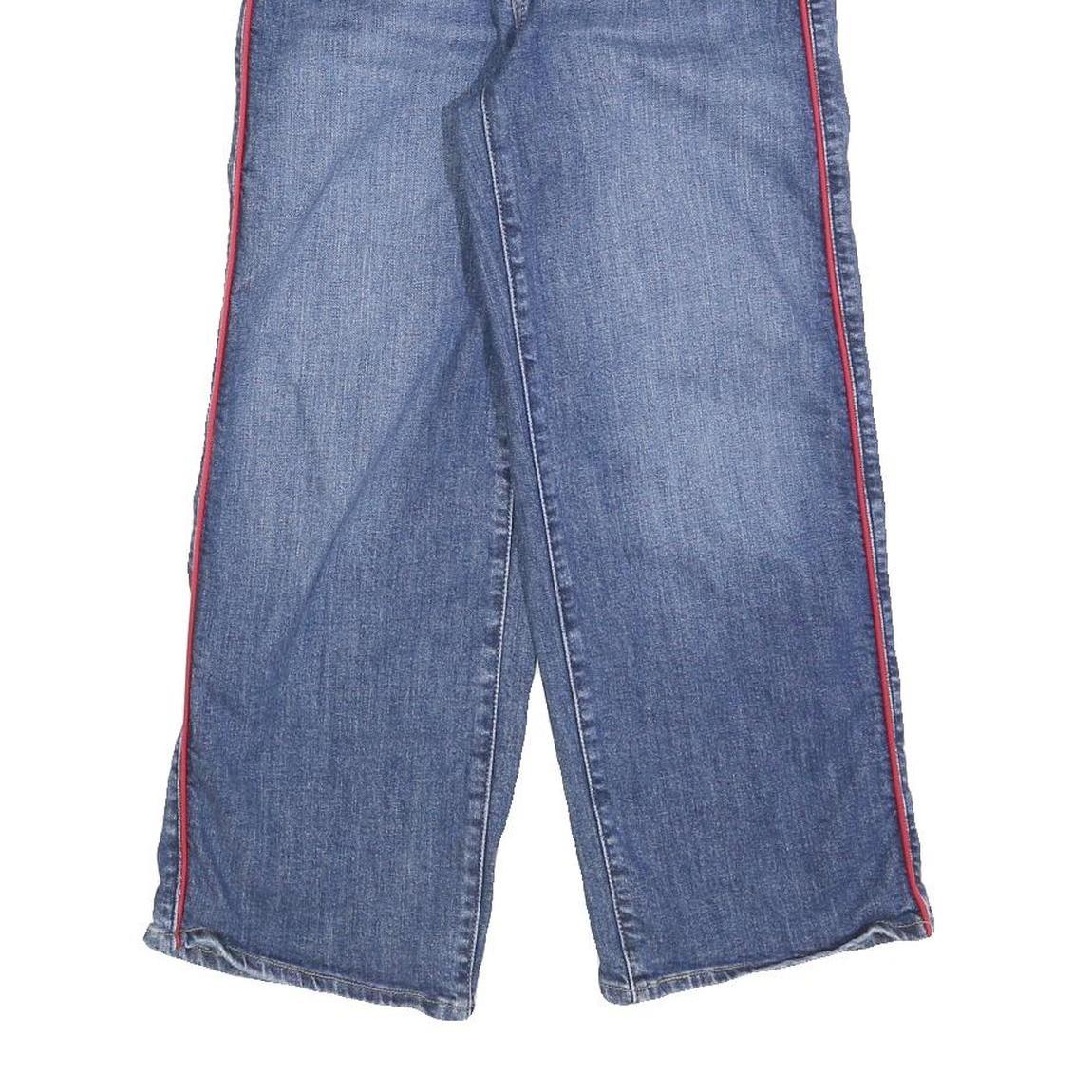 LEVI'S Womens Blue Regular Wide-Leg Denim Cotton Blend W24 L25 Side Stripe Zip