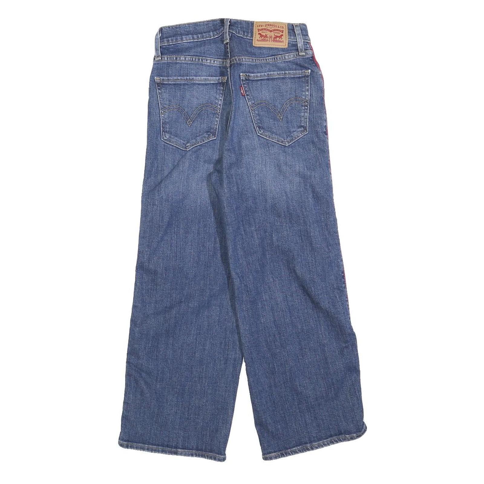 LEVI'S Womens Blue Regular Wide-Leg Denim Cotton Blend W24 L25 Side Stripe Zip