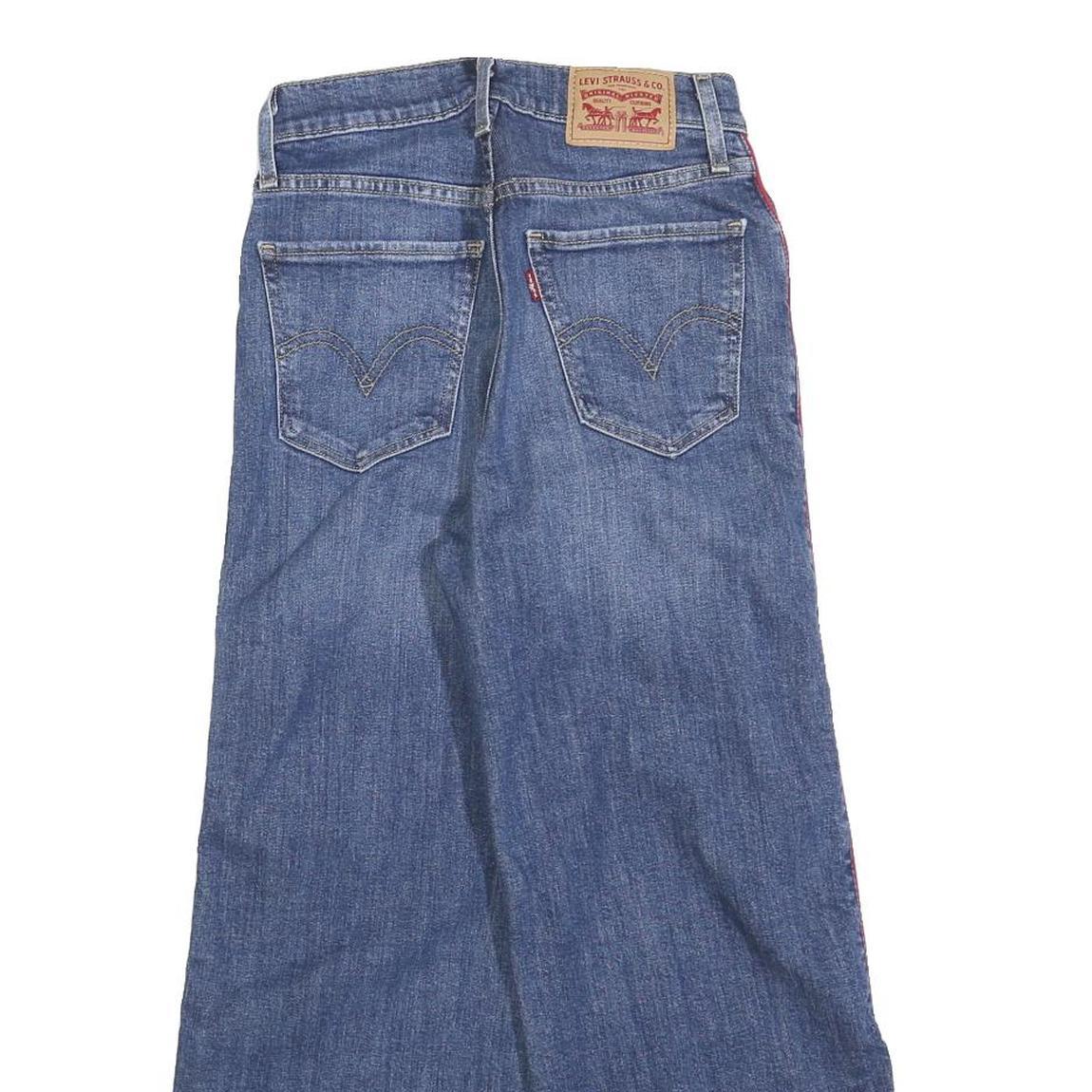 LEVI'S Womens Blue Regular Wide-Leg Denim Cotton Blend W24 L25 Side Stripe Zip