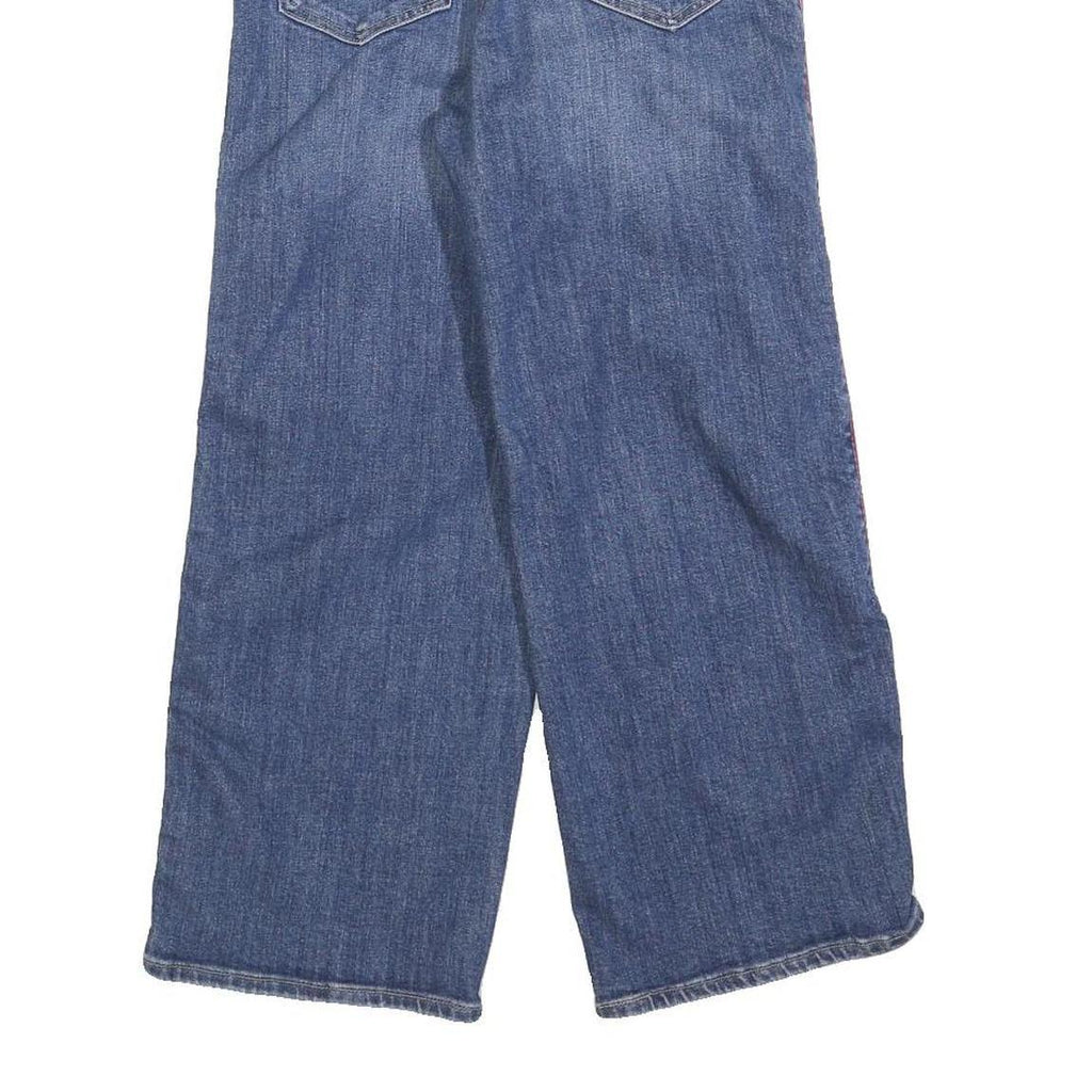 LEVI'S Womens Blue Regular Wide-Leg Denim Cotton Blend W24 L25 Side Stripe Zip