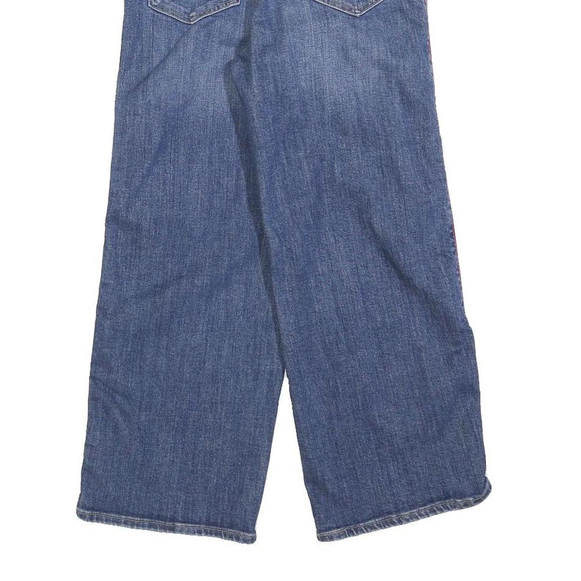 LEVI'S Womens Blue Regular Wide-Leg Denim Cotton Blend W24 L25 Side Stripe Zip