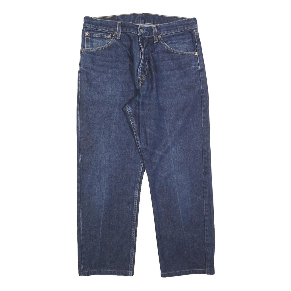 LEVI'S 522 02 Mens Jeans Blue Regular Straight Denim Dark W34 L27 Classic Button