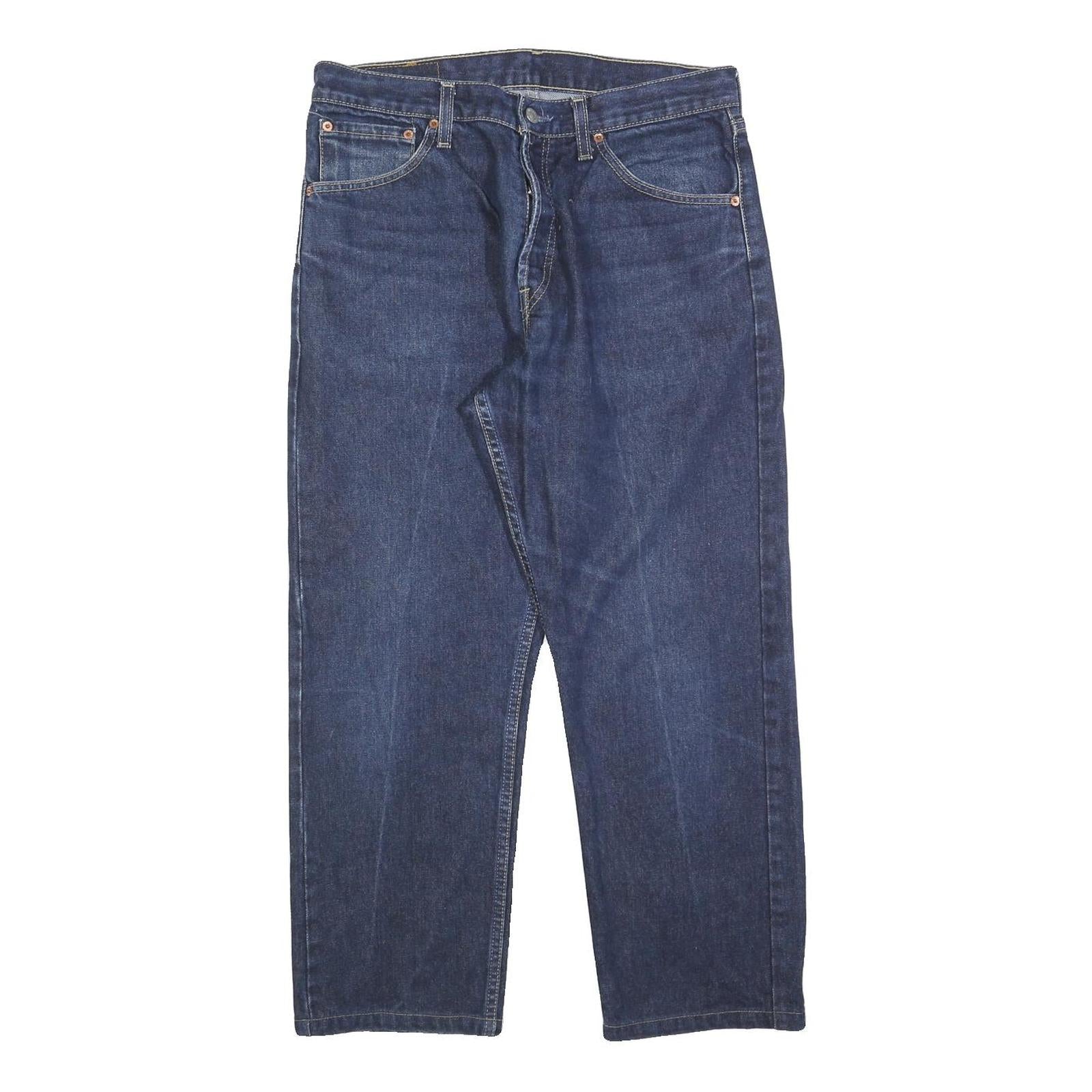 LEVI'S 522 02 Mens Jeans Blue Regular Straight Denim Dark W34 L27 Classic Button