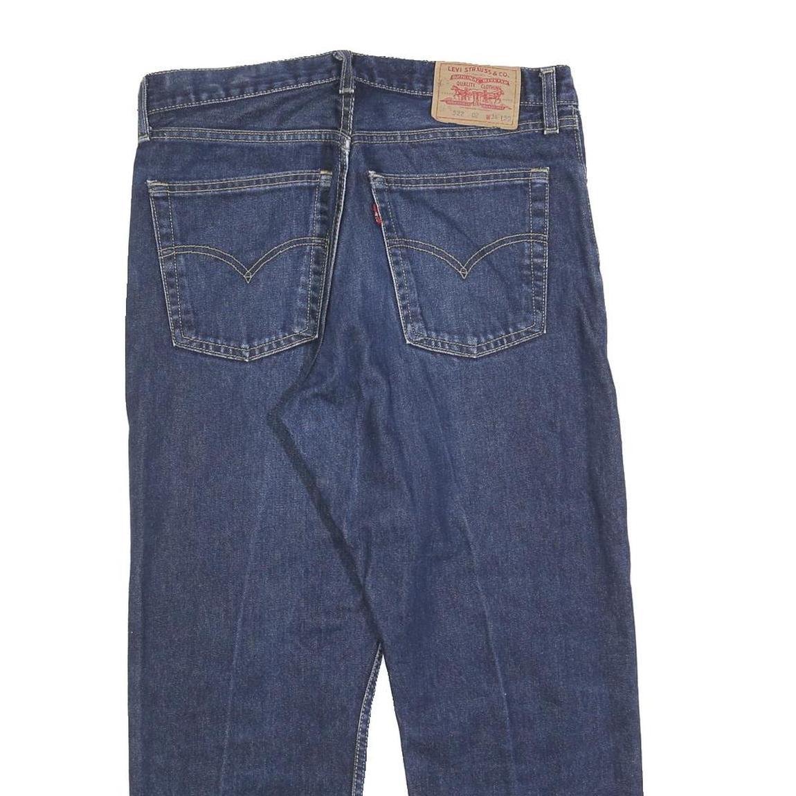 LEVI'S 522 02 Mens Jeans Blue Regular Straight Denim Dark W34 L27 Classic Button