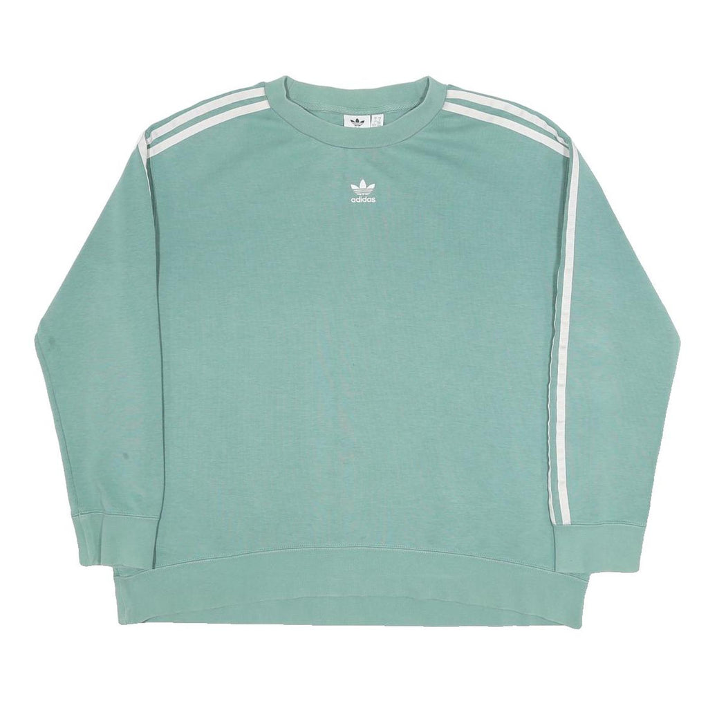 ADIDAS Womens Green Sweatshirt Crew Neck UK 16 Cotton Blend Casual