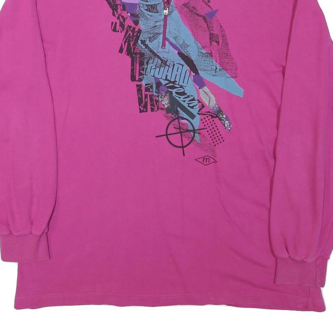 MASER Mens Pink Crew Neck M Cotton Blend Pullover Sweatshirt Graphic Print