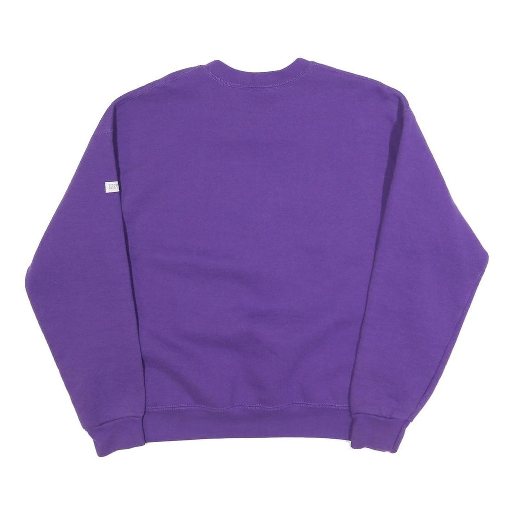 Womens Purple Home And Hearth Graphic Crew Neck L Sweatshirt Cotton Blend