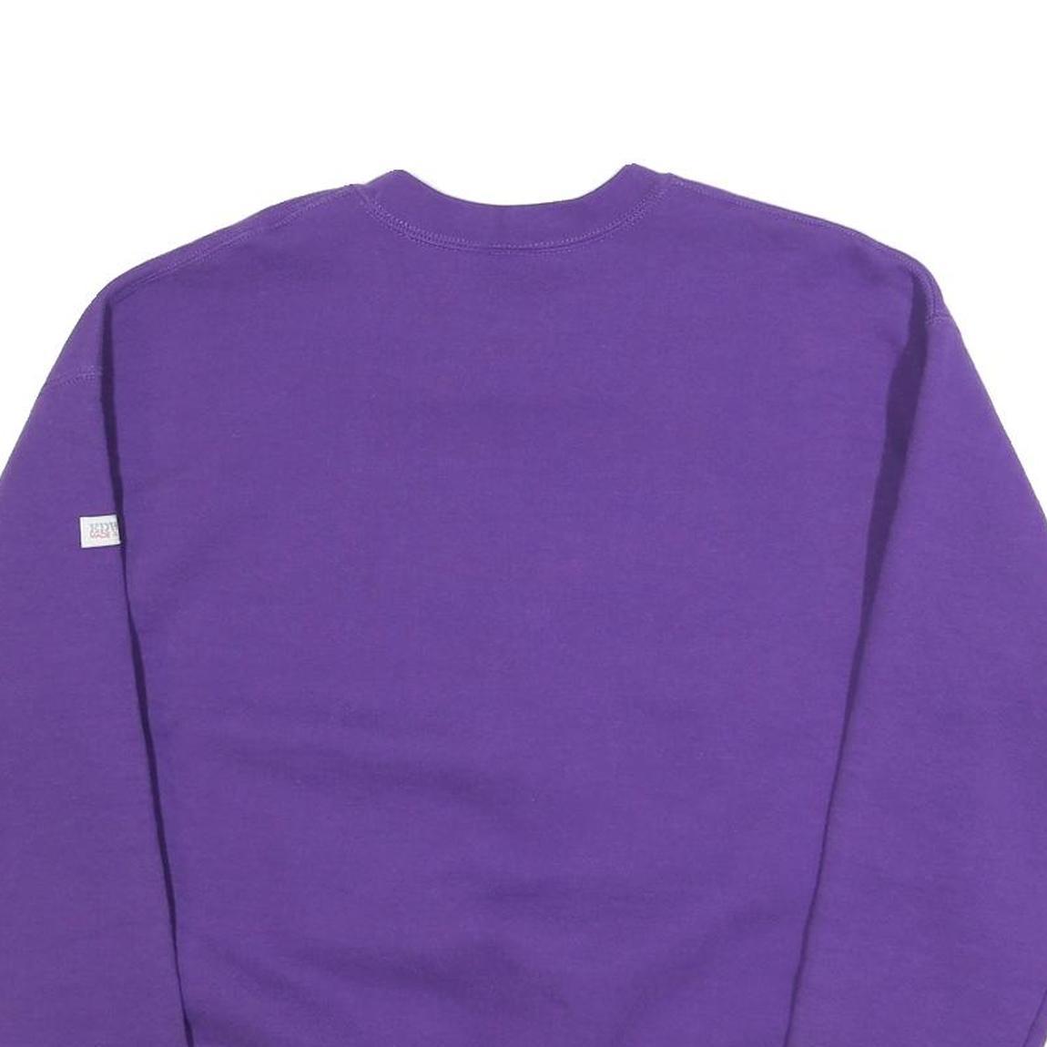Womens Purple Home And Hearth Graphic Crew Neck L Sweatshirt Cotton Blend