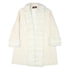 ALORNA Womens Cream Wool Blend Jacket L Wool Blend Plain Elegant Warm